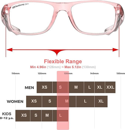 HTS HUNTERSKY TR90NZZ Safety Glasses with Side Shield Small Size Women Men ANSI Z87 Anti Fog Scratch Resistant Lab Pickleball