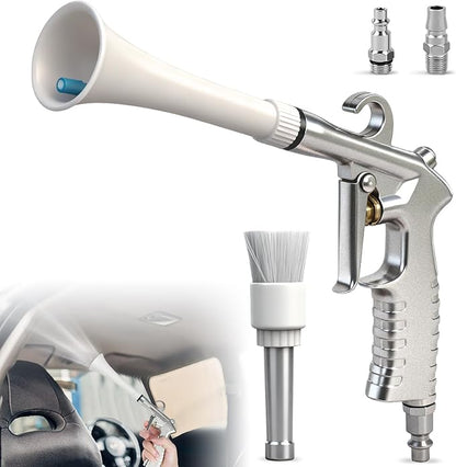 Senduzll Tornado Car Cleaning Gun, Dry Car Detailing Tools, Aluminum Alloy Bearing Nozzlefor, Car Quickly Blasts Dirt and Dust Works with Air Compressor (Silver)