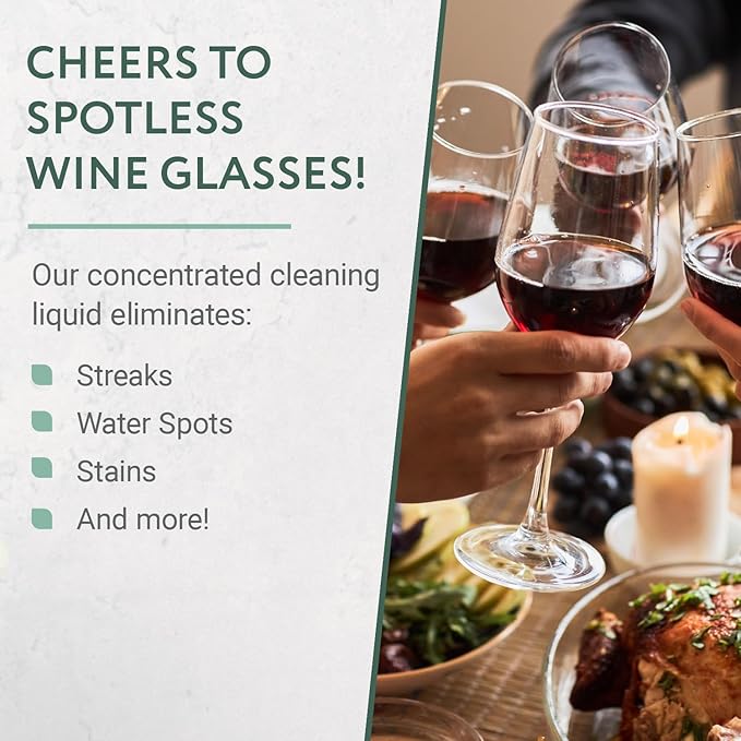 IMPRESA Concentrated Liquid Wine Glass Cleaner - 8 Fl Oz, Unscented Streak-Free Water Spot Removal & Cloudy Glassware Cleaner - Unscented Odor-Free Cleaning & Wine Glass Soap