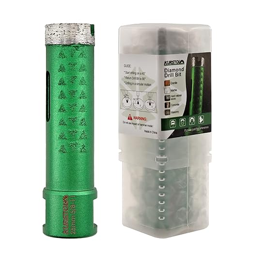 KURSTOL Diamond Core Drill Bits - 1 Inch with 58-11 Thread Granite Hole Saw Dry or Wet Drilling Hard Stone Marble Concrete Quartz Countertop Laser Welded Masonry Coring(25mm)