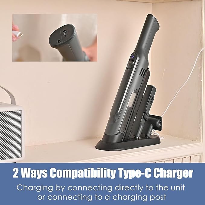 PROMOMO Handheld Vacuum Cordless, Super Lightweight 1.4lb with Powerful Suction, Charging Dock, Single Touch Empty and Detachable Dust Cup, Portable Mini Car Vac for Home Pet Car