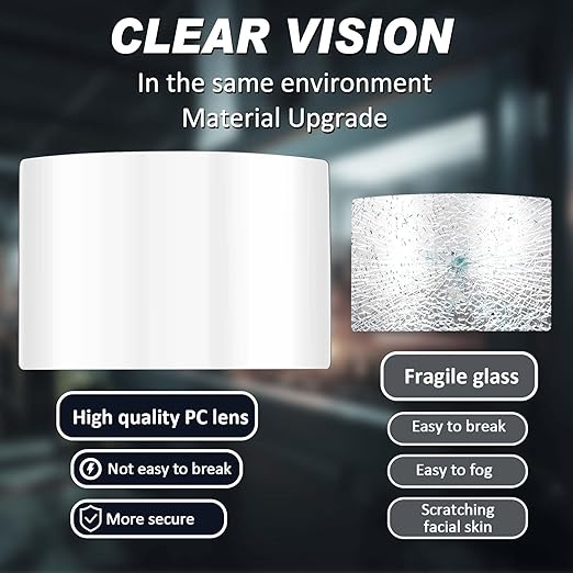 Kingdder 5 Pcs Sandblasting Hood Replacement Lens Clear Face Shield PC Visors Peel off Lens Cover for Painting Dusting Grinding