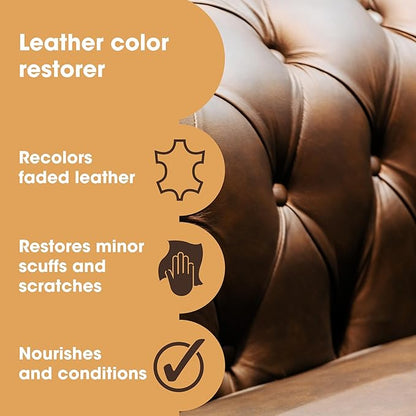 The Original Leather Recoloring Balm by Furniture Clinic - Black Leather Dye for Furniture, Couches & Car Seats - Restore Scratched, Faded, & Damaged Surfaces