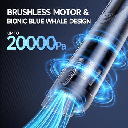 Car Vacuum Portable Cordless, 20000pa 4-in-1mini Handheld Vacuum Cleaner up to 70 Mins Runtime, 3 Suction Modes & USB-C Fast Charge Wet/Dry Hand Held Cleaner Power for Car Home Pet Food Keyboards