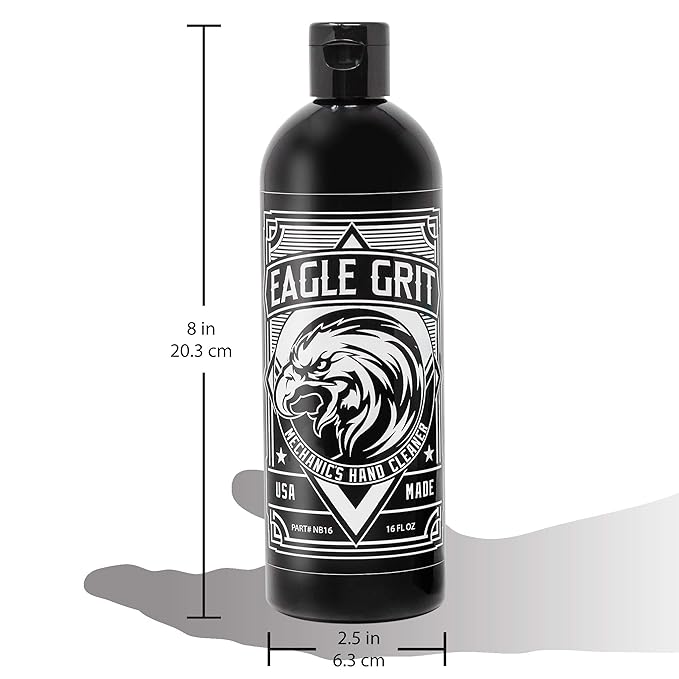 Eagle Grit Heavy Duty Industrial Hand Cleaner – USA Made Mechanic Soap – Silica-Based, Solvent-Free Hand Degreaser – Removes Grease, Oil, Paint, & More – Moisturizing, Drain & Eco-Friendly – 3 x 16 Oz