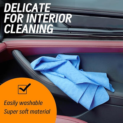Premium Shammy Cloth for Car Drying - 2 Pack (26”x17”) - Super Absorbent Synthetic Chamois Bathroom,Pets, Dust Remove,- Reusable Non-Scratch Vehicle Dry Towel (Yellow & Blue)
