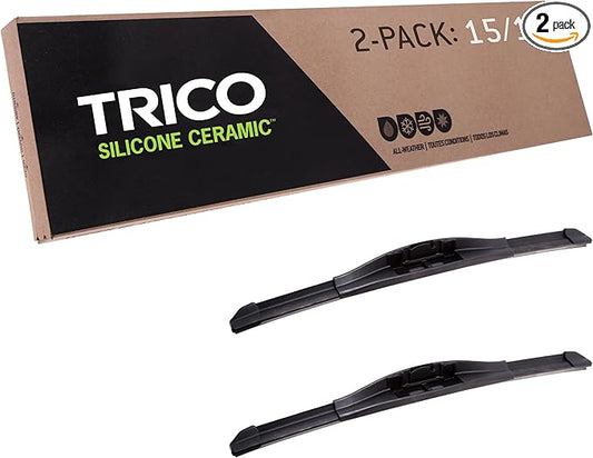 TRICO Silicone Ceramic™ (90-1515) 15 & 15 Inch Pack of 2 Automotive Replacement Windshield Wiper Blades For my Car, Super Premium All Weather Beam Blade for Select Vehicle Models