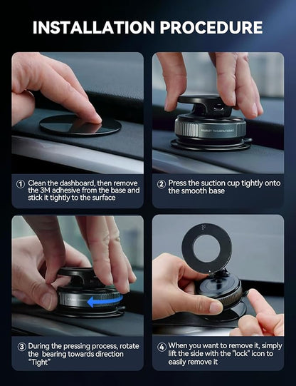JOYROOM Magsafe Car Mount, Car Mount for iPhone with Strong Magnet, 360° Metal Strut Vacuum Suction Cup Phone Mount for iPhone 17 Air Pro Max/16 15 14 13 12 Series& Android Magsafe Case, Dark Blue