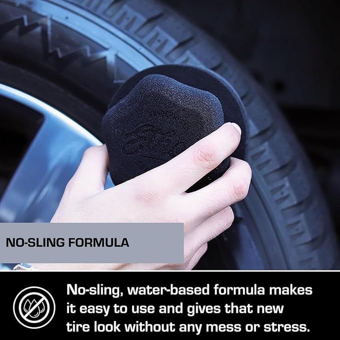 Ethos Graphene Tire Shine Spray & Tire Shine Applicator Pad – High Gloss, Non-Greasy, No Sling Finish with UV Protection for Tires, Trim & Rubber