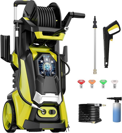 Pressure Washer Power Washers with Touch Screen, Cleaning Driveway Patios with 4 Nozzles and Foam Cannon