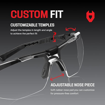 NoCry Anti Fog Safety Glasses for Men and Women – ANSI Z87 Rated, Scratch-Resistant Eyewear with Adjustable Temples and Nose Pad – 100% UV Eye Protection