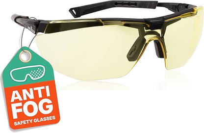 NoCry Yellow Safety Glasses for Men – ANSI Z87 Rated Shooting Eyewear with Scratch and Fog Resistant Lenses – Blue Light Blocking, 100% UV Protection – Fully Adjustable for a Comfortable Fit