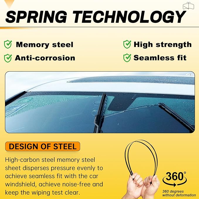 AUTOBOO 18" and 18" Windshield Wipers Blades (Pack Of 2),OEM Quality Premium All-Seasons Wiper blades,Stable and Quiet Armor wiper blades