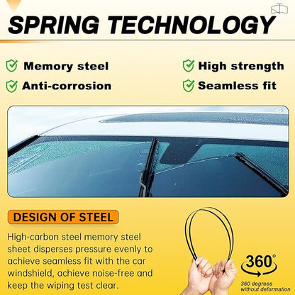 AUTOBOO 22" and 21" Windshield Wipers Blades (Pack Of 2),OEM Quality Premium All-Seasons Wiper blades,Stable and Quiet Armor wiper blades