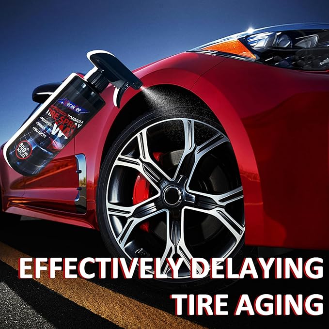 Mecarsee Premium Wheel & Tire Shine Spray - Professional All in One Car Wash Cleaning Wax - Long-Lasting Tire Coating Protection, UV Protection - 16 Oz Bottle