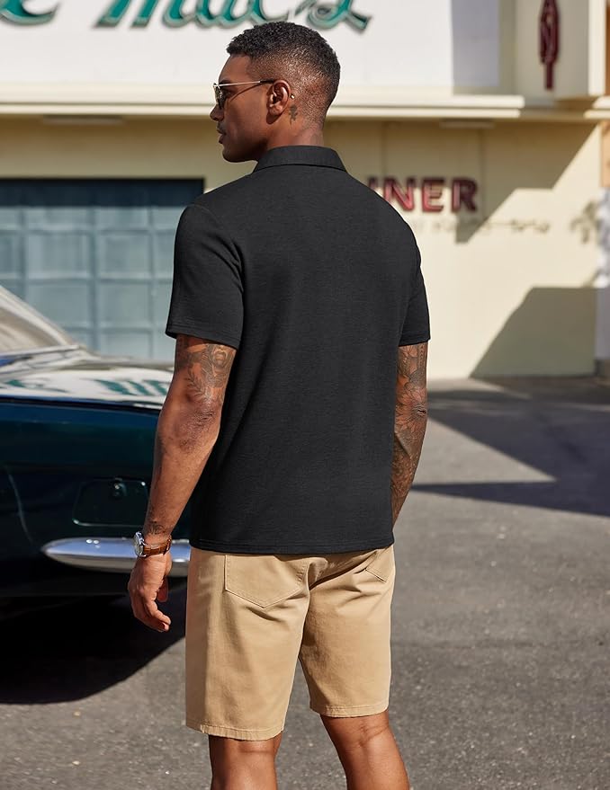 COOFANDY Mens Polo Shirts Short Sleeve Casual Summer Polo Tee Classic Collared Golf Stylish Tops