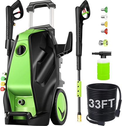 5000PSI Pressure Washer with 33FT Hose Power Washers Powered Professional High Pressure Washer Machine, Foam Cannon, 4 Tips, powerwashers for Home Cars, DGreen