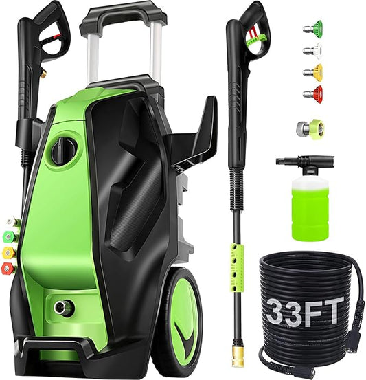 5000PSI Pressure Washer with 33FT Hose Power Washers Powered Professional High Pressure Washer Machine, Foam Cannon, 4 Tips, powerwashers for Home Cars, DGreen