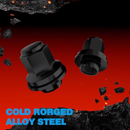 JiiinMiiin M12x1.5 Toyota Lexus Lug Nuts, 13/16'' (21mm) Hex OEM Factory Style Black Mag Seat Wheel Nuts with Washer for 4Runner Camry Highlander Prius Sienna Lexus CT200h HS250h GS450h Set of 20PCS