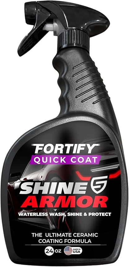 SHINE ARMOR Ceramic Coating Fortify Quick Coat Car Wax Polish Spray Waterless Wash & Wax Hydrophobic Top Coat Polish & Polymer Paint Sealant Detail Protection (24 Fl Oz)