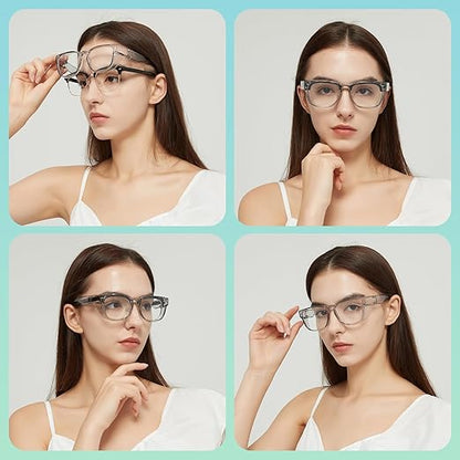 Alsenor Safety Glasses Anti Fog Goggles Fit Over Prescription Eyewear For ANSI Z87.1 Certified Oversized Eyeglasses For Men Women (Oversized-Grey)