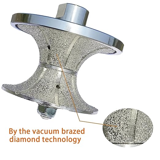 VANEPIC V50 2 inch Diamond Full Bullnose Profile Wheel Diamond Hand Profiler Router Bit Wheel Vacuum Brazed with 5/8-11 Thread for Grinder Polisher Granite Marble Concrete and Countertop Edge Shaping