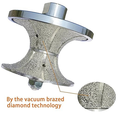 VANEPIC V50 2 inch Diamond Full Bullnose Profile Wheel Diamond Hand Profiler Router Bit Wheel Vacuum Brazed with 5/8-11 Thread for Grinder Polisher Granite Marble Concrete and Countertop Edge Shaping