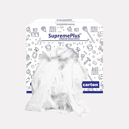 Recycled White T-Shirt Cleaning Rags - (5 lbs. Box) Shop Rag Bulk for Oil, Stain, Grease, Paint, and Auto Cleaning, Multipurpose White Cotton Rags
