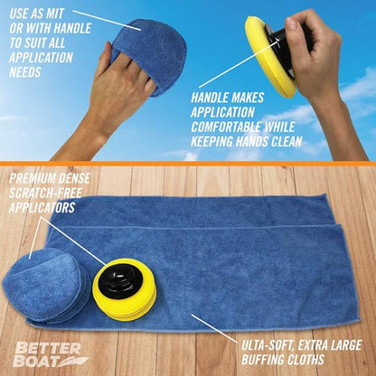 Microfiber Wax Applicator Pads, Soft Foam Hand Polish Sponges and Cloth Buffers, Bulk Waxing and Detailing Set for Boats and Cars, Polishing Application Pack