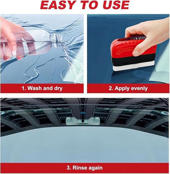 2Pcs Automotive Oil Film Cleaning Brush 2.0 with Refill, Universal Car Glass Oil Film Cleaner, New Glasses Coating for Windshield, Glass Cleaning Board Improves Clarity and Visibility