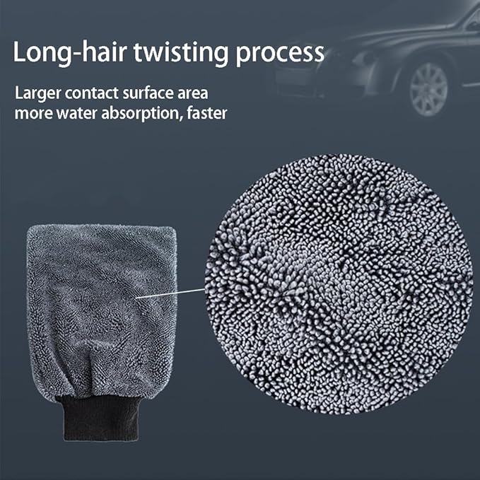Shiny Glove Cleaning Glove, Shiny Shower Cleaning Gloves, Premium Microfiber, Elastic Cuff, Reusable Washable, Ultra-Soft, for Car Wash Cloth, Glass, Bathroom Chrome Fittings (2)