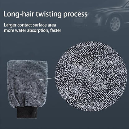 Shiny Glove Cleaning Glove, Shiny Shower Cleaning Gloves, Premium Microfiber, Elastic Cuff, Reusable Washable, Ultra-Soft, for Car Wash Cloth, Glass, Bathroom Chrome Fittings (4)
