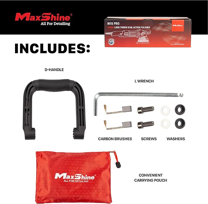 Maxshine M15 Pro Dual Action Polisher | 15mm Throw, 5” Backing Plate, 1000W Motor | Variable Speed, Ergonomic Grip, Low Vibration | Auto, Boat & Marine Detailing Buffer for Paint Correction