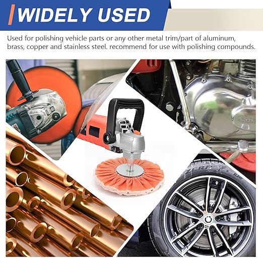 QZATTCAEN 8" Orange Airway Buffing Wheel,5/8'' Arbor Hole,16 Plys/Medium Polishing for Angle Grinder,1PC