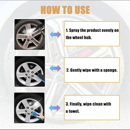 3 Pcs Wheel Cleaner, Wheelblaze Tire Cleaner Versatile and Powerful Rust Converter Car Detailing Kit, Turn Filthy Wheels into Instant Shine for Safe On Most Rim Finishes