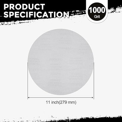 Kozelo 50 Pcs Sanding Discs 11 Inch 1000 Grit Hook and Loop Random Orbital Sandpapers Suitable for Drywall Sander Wood Metal Furniture, White