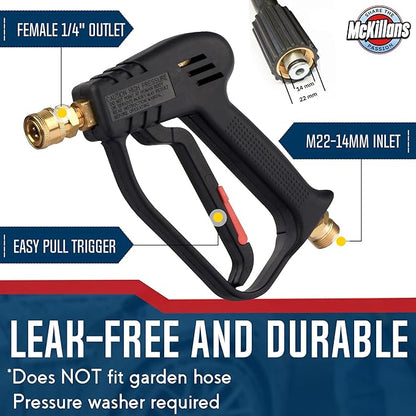 McKillans® Pressure Washer Gun Replacement M22 Inlet with Extension with 1/4” Quick Connector Coupler