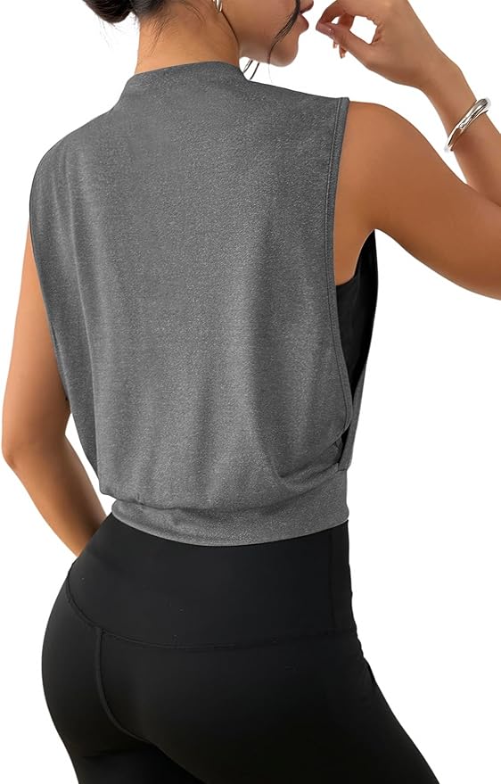 SOFIA'S CHOICE Women Workout Crop Tank Tops Cropped Sleeveless Muscle Shirt Gym Yoga Running