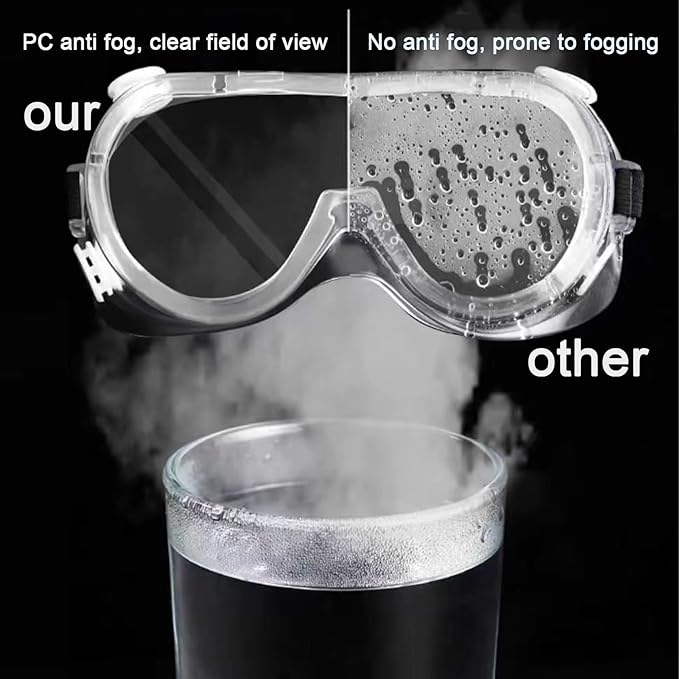 AmaStep Safety Goggles 6 Pack - Anti-Fog Protective Safety Glasses - Clear Lens Adjustable Soft Lightweight Protection Eyewear
