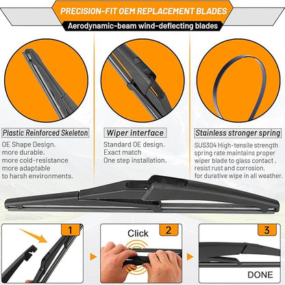 AUTOBOO 22"+20" Windshield Wipers with 11" Rear Wiper Blade Replacement for Jeep Renegade 2015 2016 2017 2018 2019 2020 2021 2022 2023-Original Factory Quality (Pack of 3)
