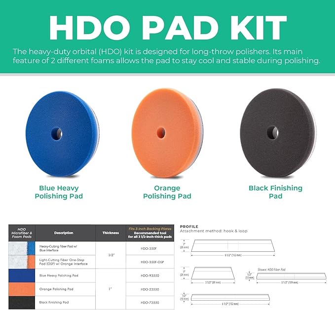 6.5" Lake Country HDO Orange Foam Polishing Pad (1-Pack) – Premium Heavy Duty Orbital Polishing Pad for Painted Surfaces – Fits 6" Backing Plate