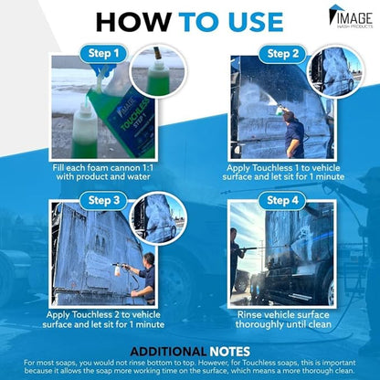 Image Wash Products® Touchless Car Wash Soap Kit | Foam Cannon & Pressure Washer Soap | No Scrub Truck & RV Wash | Heavy Duty Car Soap | Step 1 & 2 Touchless Wash System (128 Fl Oz With Foam Cannon)