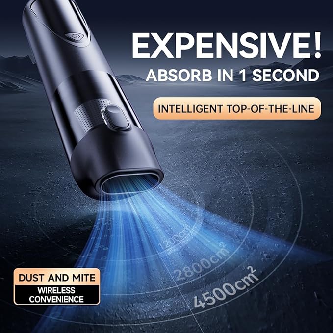 Car Vacuum Portable Cordless, 20000pa 4-in-1mini Handheld Vacuum Cleaner up to 70 Mins Runtime, 3 Suction Modes & USB-C Fast Charge Wet/Dry Hand Held Cleaner Power for Car Home Pet Food Keyboards