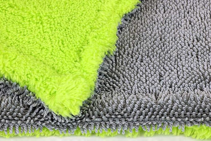 Autofiber Amphibian Dual Microfiber Car Drying Towel - One Side Twist, One Plush - 20 inch x 30 inch, Green/Gray