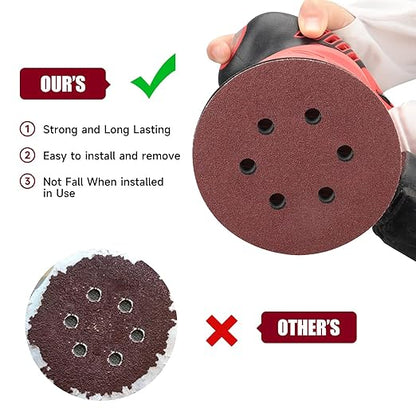 100 PCS 6 Inch Sanding Discs 1500 Grit, 6 Hole Hook and Loop Sandpaper, Round Orbital Sand Paper Discs for Sander