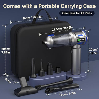 Yomile Mini Vacuum Cleaner, 2 in 1 27000PA Brushless Car Vacuum &250000RPM Air Duster 9000mAh Battery Air Blower Wireless Handheld Vacuum for Car,Office and Home