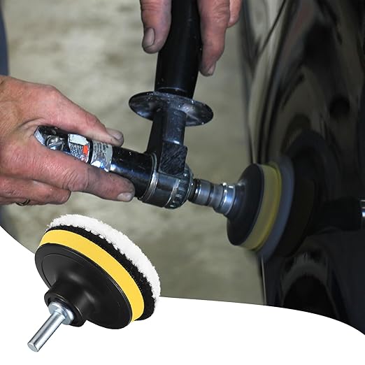 7 Pcs Wool Polishing Buffing Pads, 4 Inch Car Polishing Buffing Wheel with Hook and Loop Back for Drill Buffer Attachment, Car Buffer Polisher Kit for Cars Polish, Waxing, & Compound Cutting