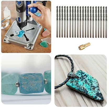Drilax 20-Pc 2.5mm Diamond Drill Bit Set | Dremel Compatible with 1 Collet | for Glass, Sea Glass, Gems & Jewelry