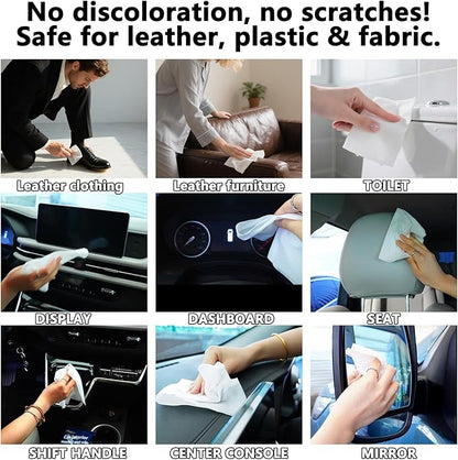 Plant-Based Car Interior Cleaning Wipes - 60 (17.8” x 7.8”) Large Multi-Surface Cleaning Cloths, Super Absorbent & Disposable - Gentle on Surfaces & Skin.