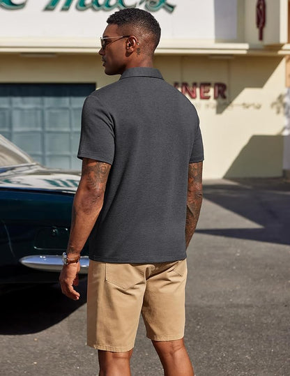 COOFANDY Mens Polo Shirts Short Sleeve Casual Summer Polo Tee Classic Collared Golf Stylish Tops